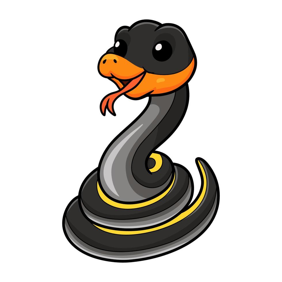 Cute black copper rat snake cartoon vector