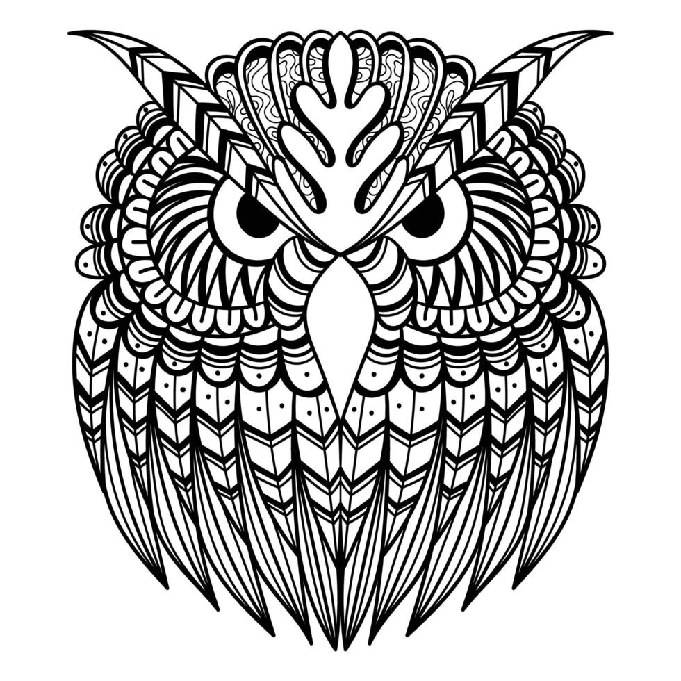 Owl Western Screech mandala vector illustration