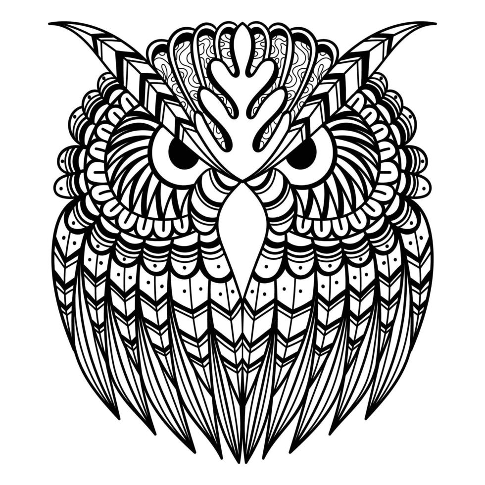 Owl Western Screech mandala vector illustration