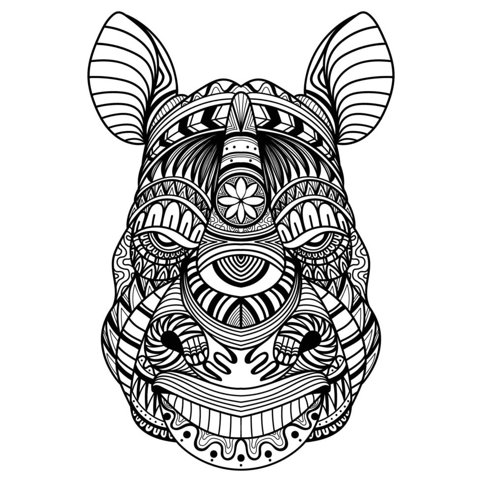 Ilustración de vector de mandala de cabeza de rinoceronte