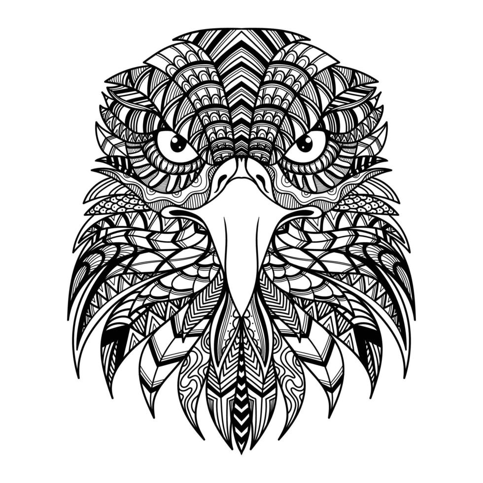 Eagle head front mandala vector illustration