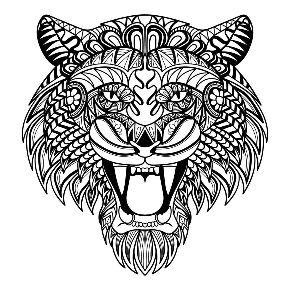 Tiger head angry mandala vector illustration