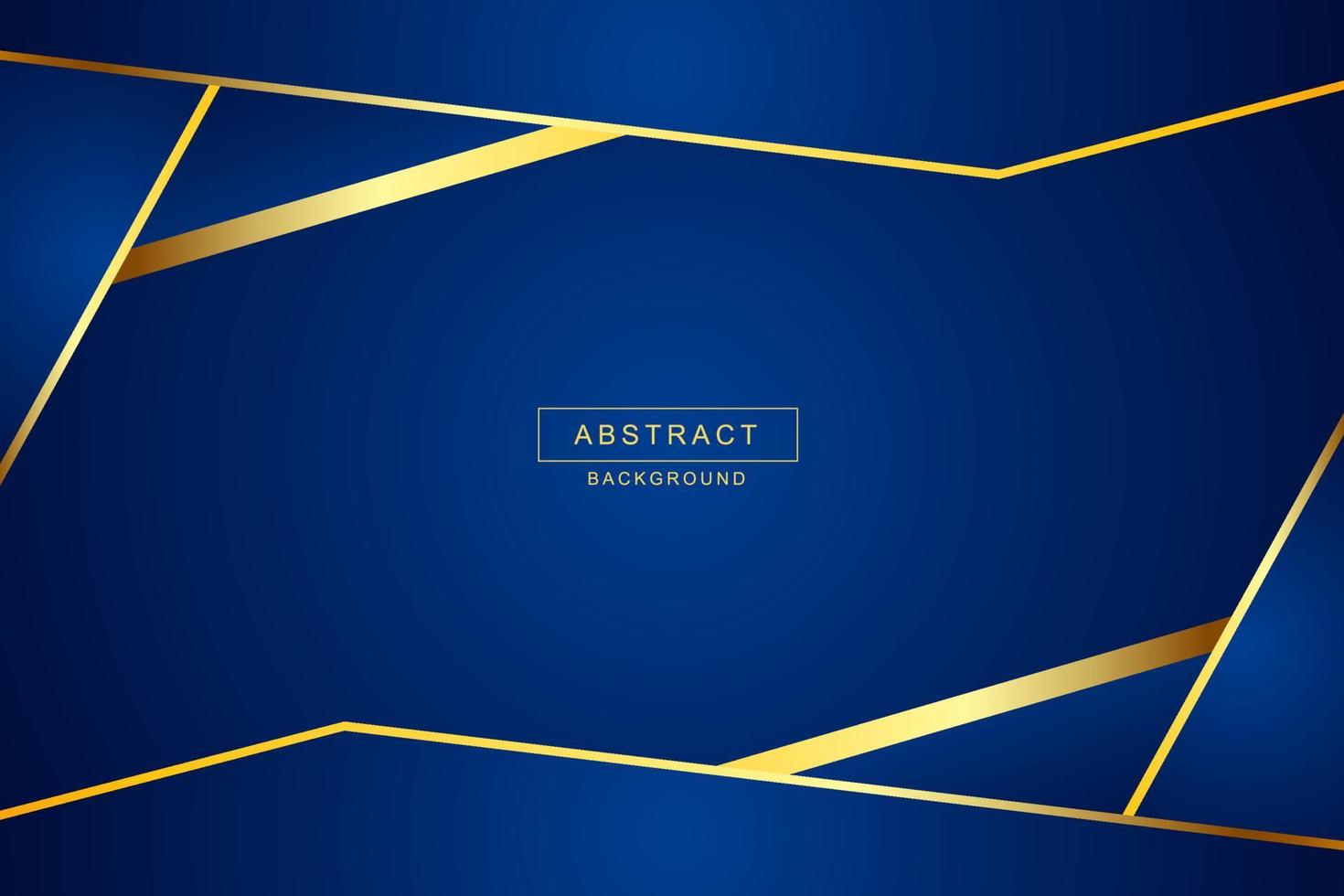 Vector triangle shape on abstract blue background with gold line