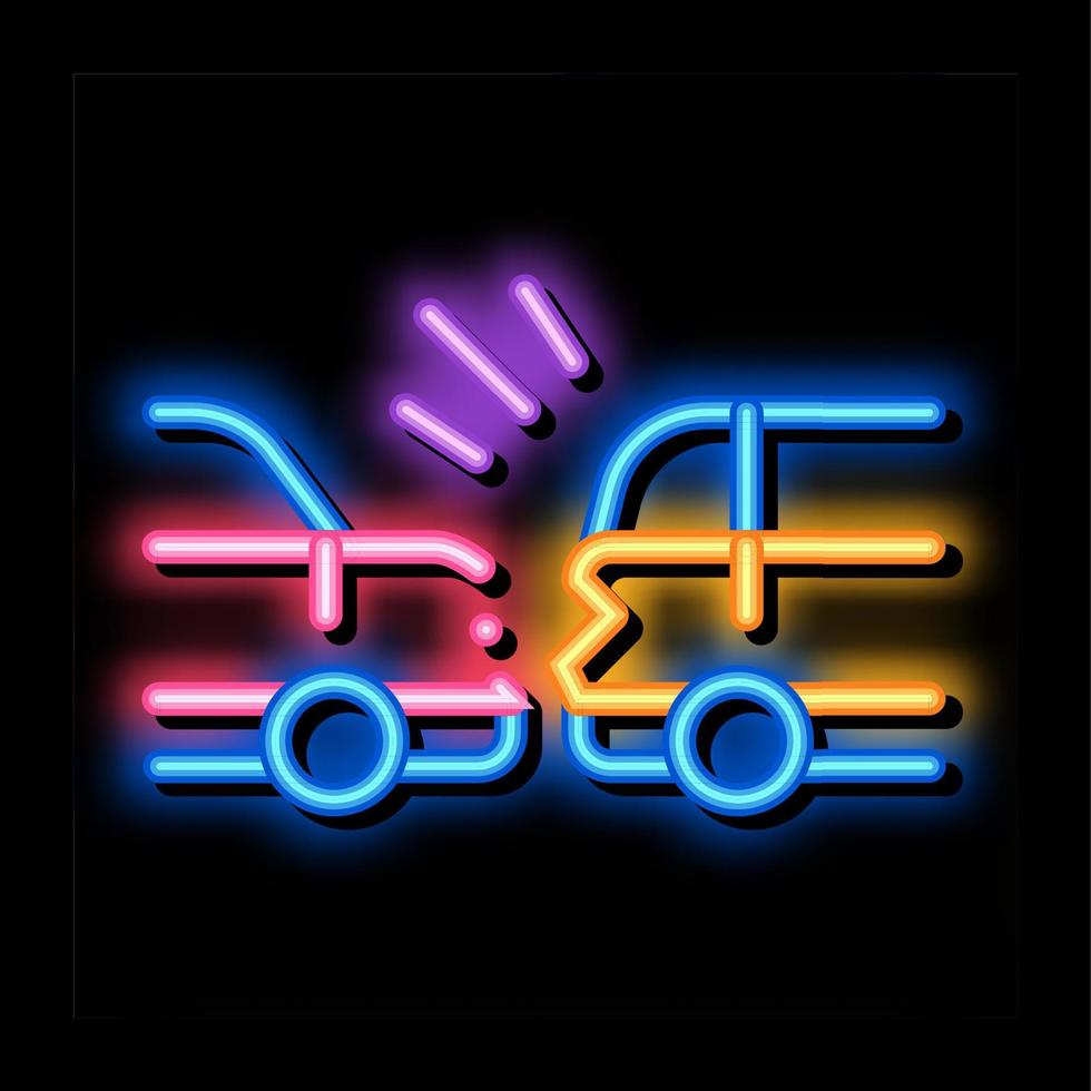 minimum dangerous distance between cars neon glow icon illustration vector