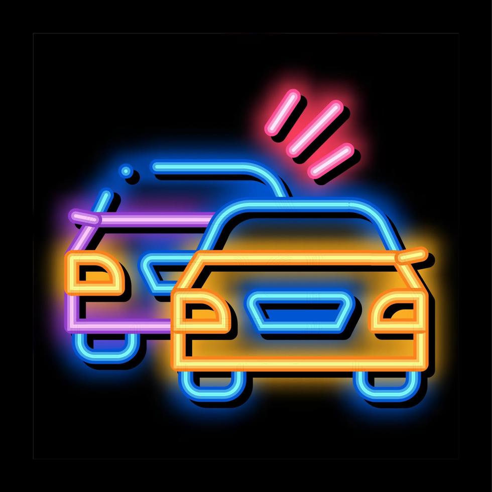 ilustración de icono de resplandor de neón de coche anterior de adelantamiento vector