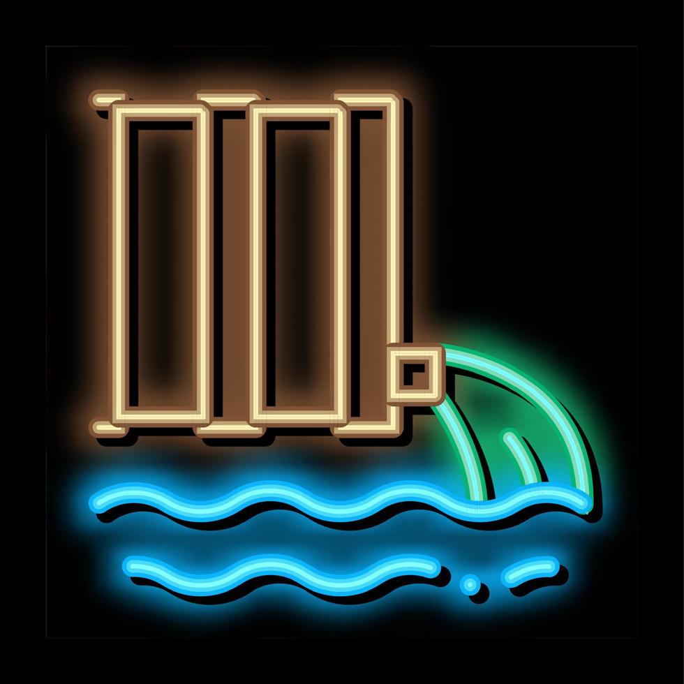 spill of harmful substances into water neon glow icon illustration vector