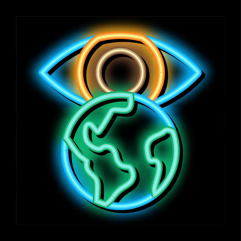 see world with your own eyes neon glow icon illustration vector