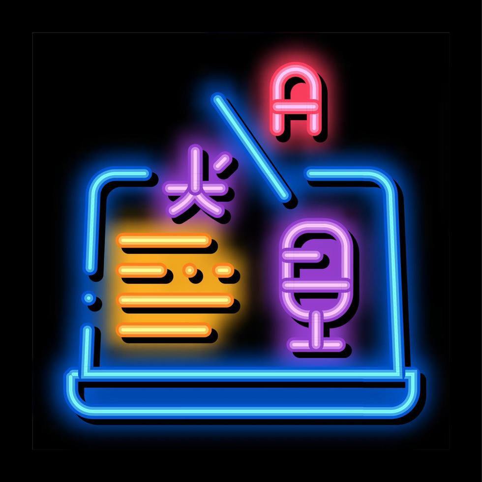 Laptop Translation Program neon glow icon illustration vector