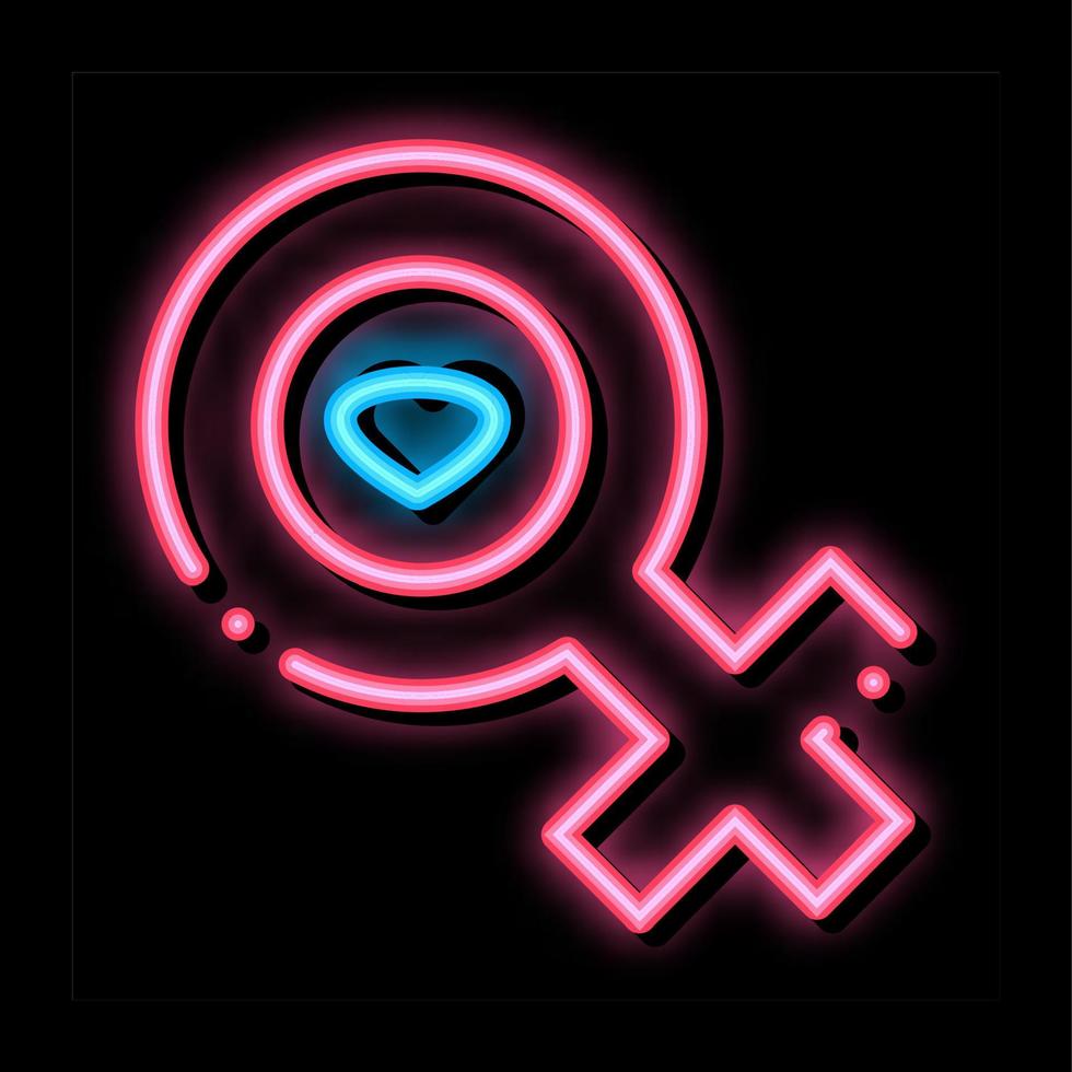 Female Mark Heart neon glow icon illustration vector