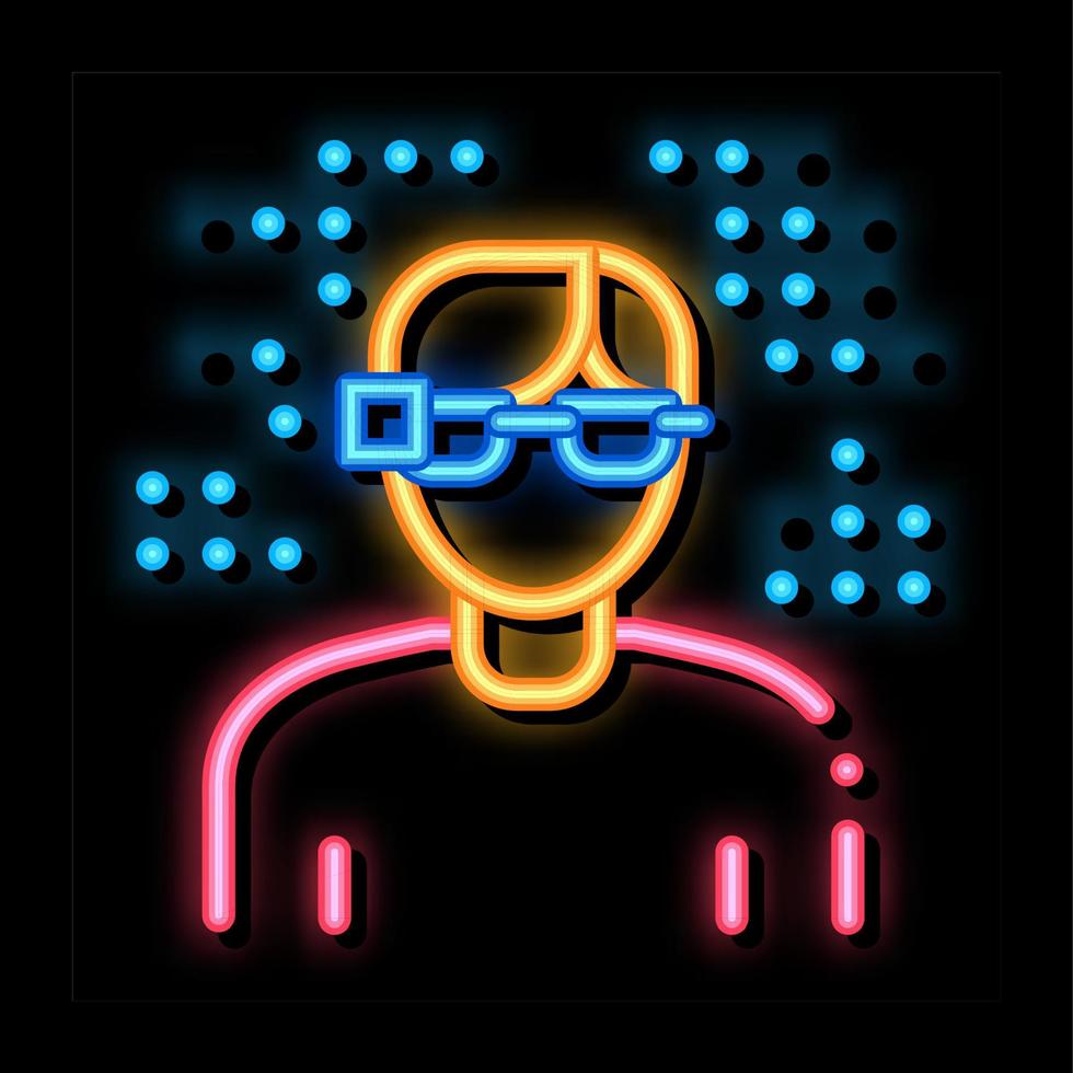 Man Smart Glasses neon glow icon illustration vector