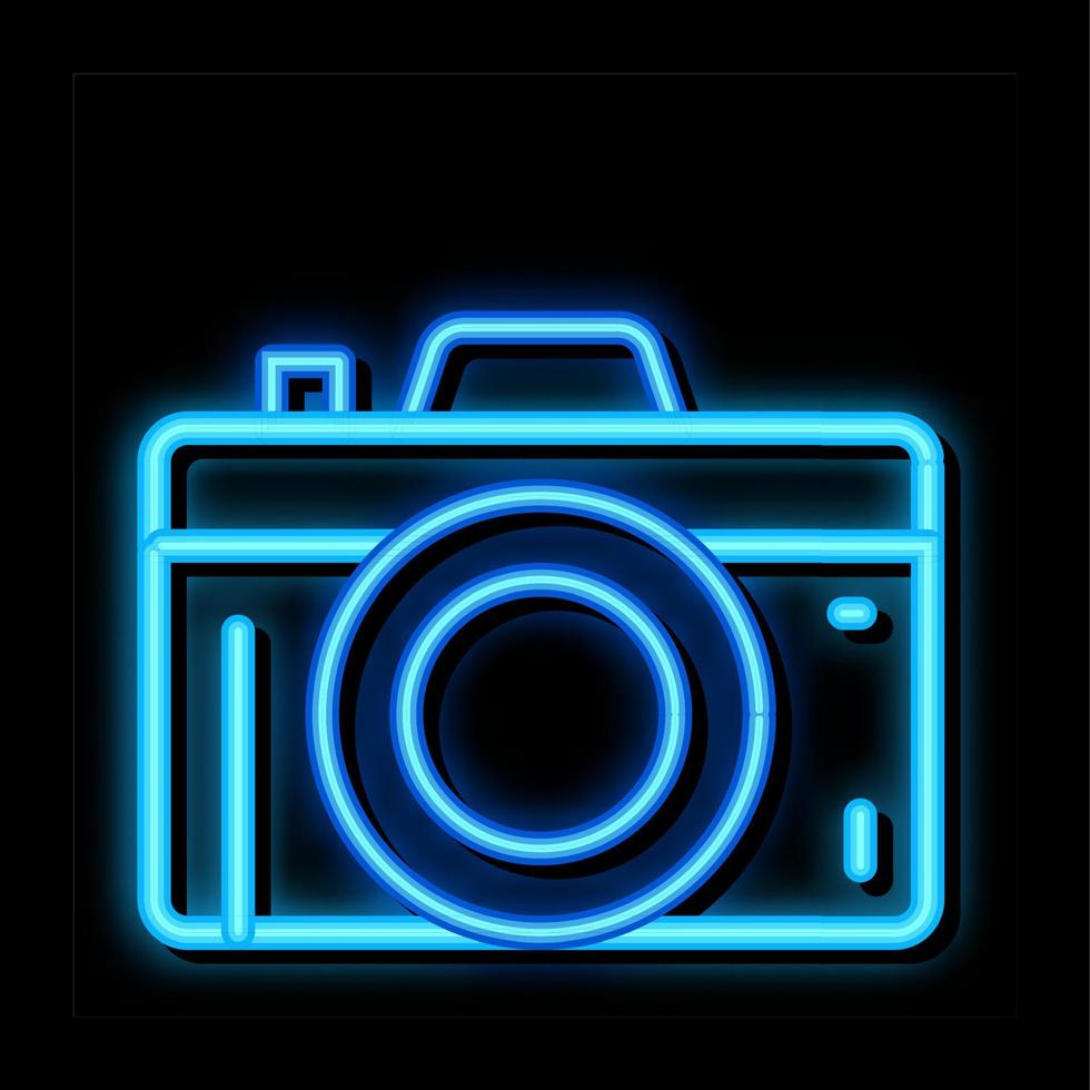 ilustración de icono de resplandor de neón de cámara de fotos vector