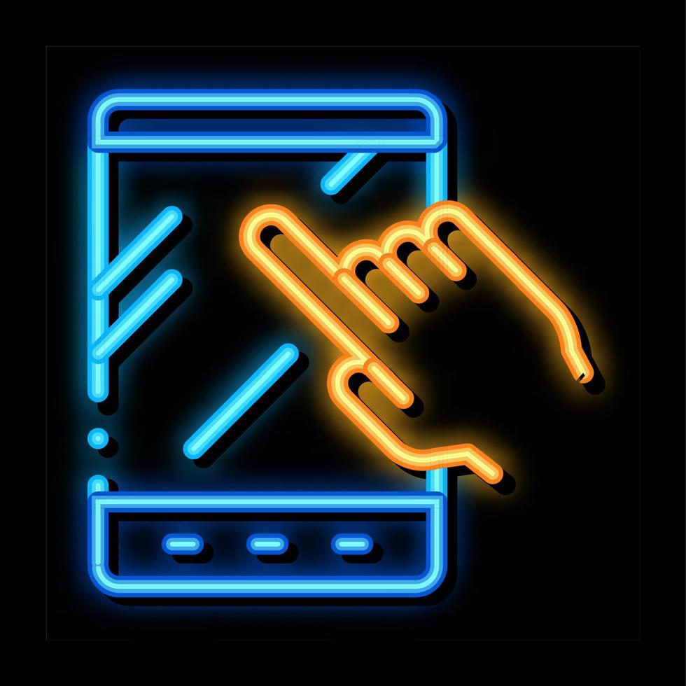 Hand Touch Tablet neon glow icon illustration vector