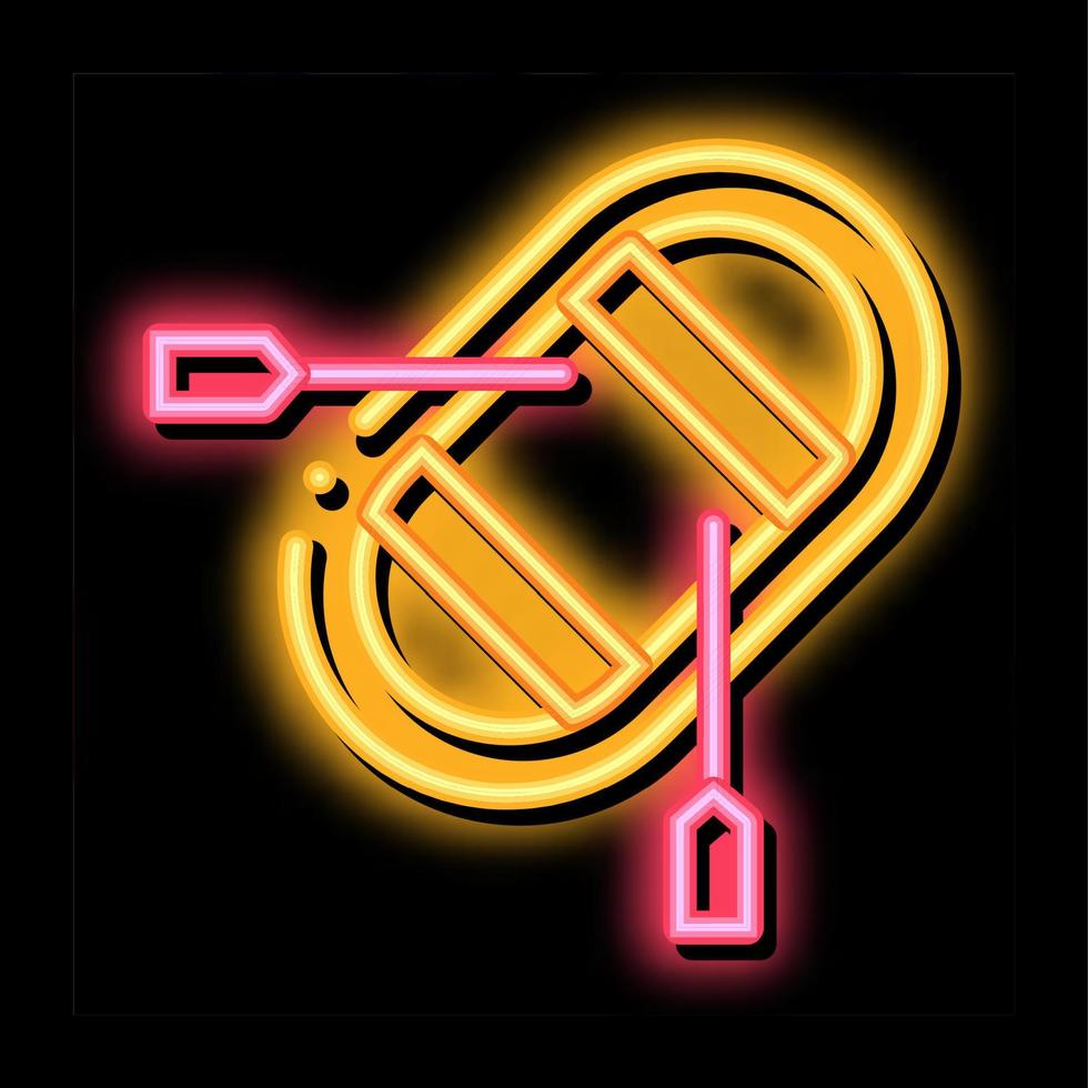 Inflatable Boat with Oars neon glow icon illustration vector
