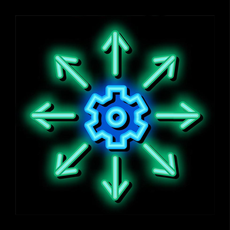 ilustración de icono de brillo de neón de flechas de engranaje vector