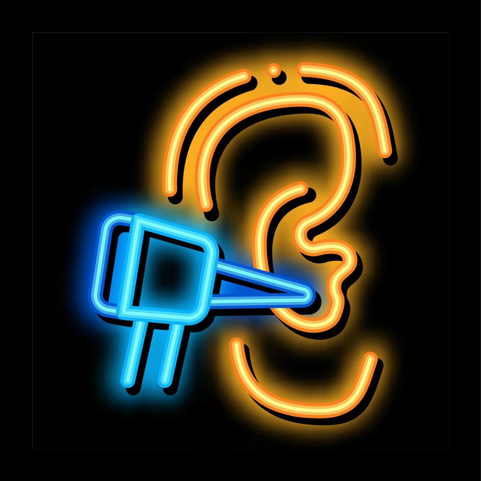 ilustración de icono de brillo de neón de verificación de oído vector