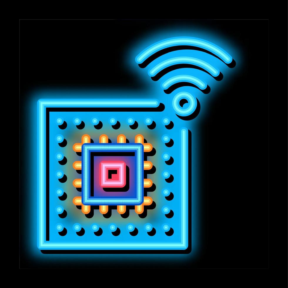 Microchip neon glow icon illustration vector