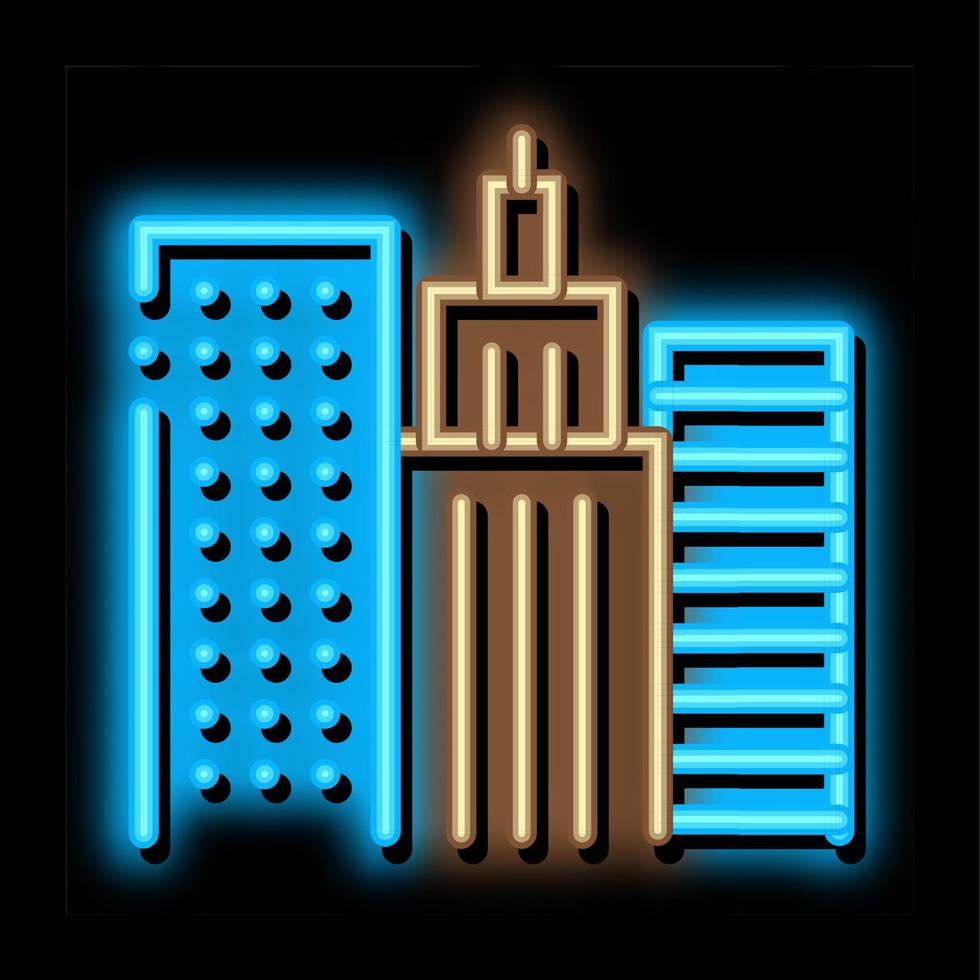 High-Rise Buildings View neon glow icon illustration vector