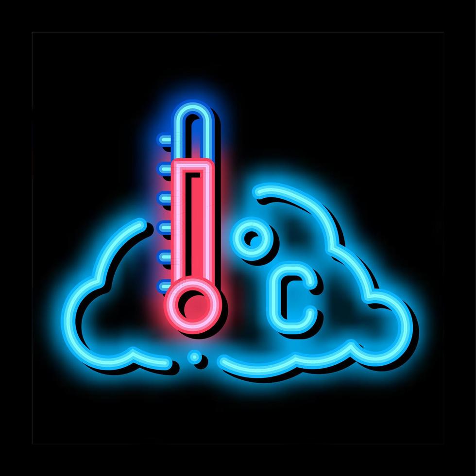 ilustración de icono de brillo de neón de nube de temperatura vector