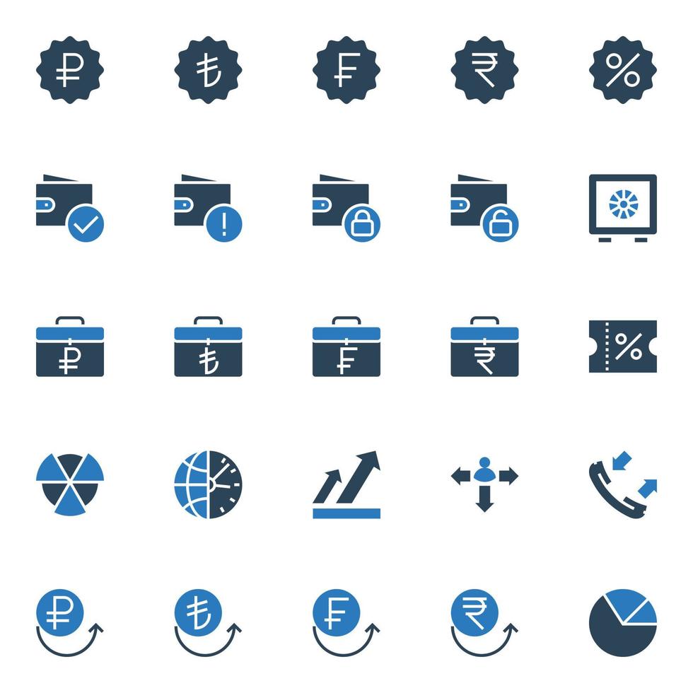 Two color icons for Business and financial. vector
