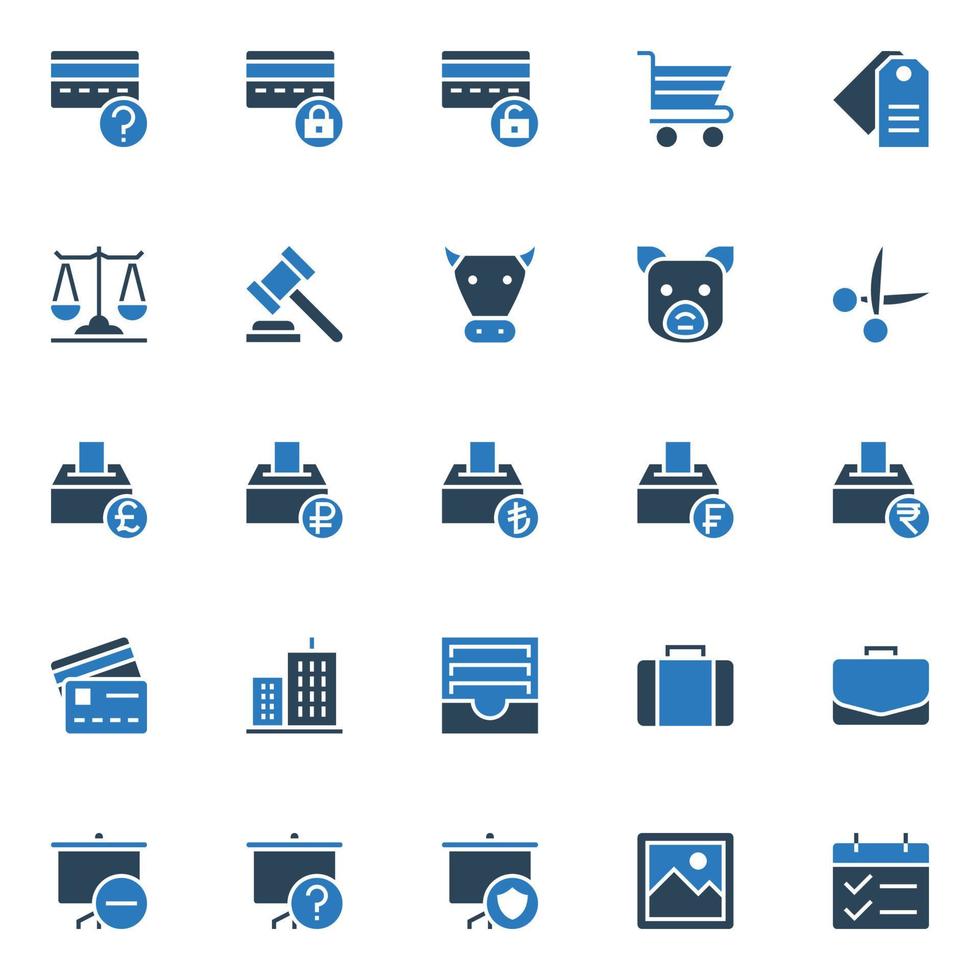 Two color icons for Business and financial. vector