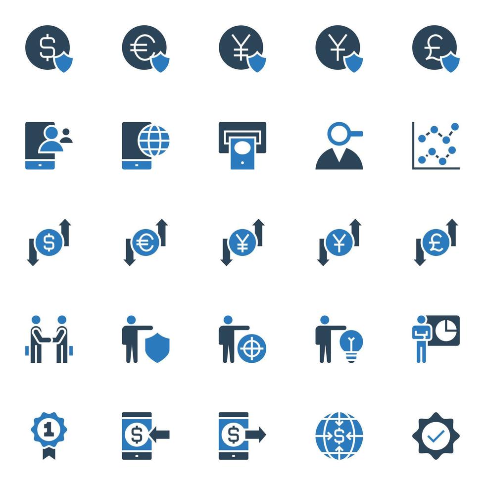 Two color icons for Business and financial. vector