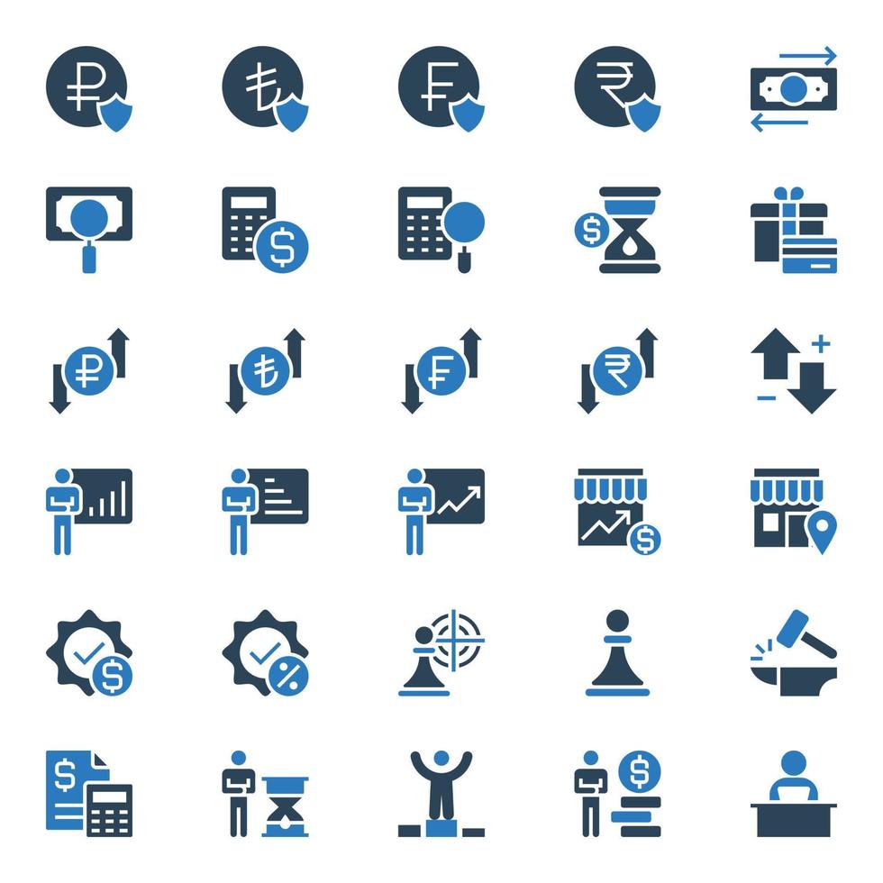 Two color icons for Business and financial. vector