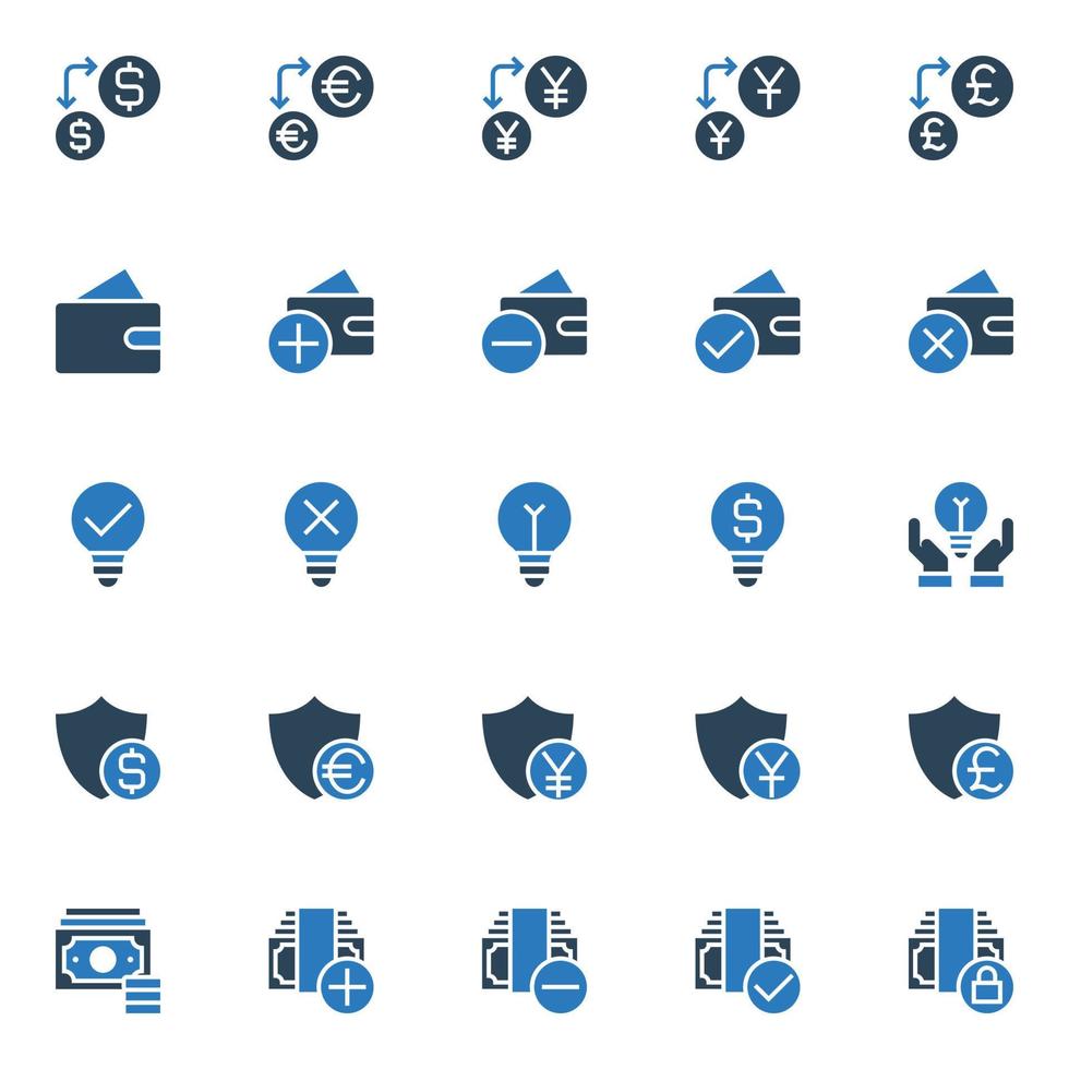 Two color icons for Business and financial. vector