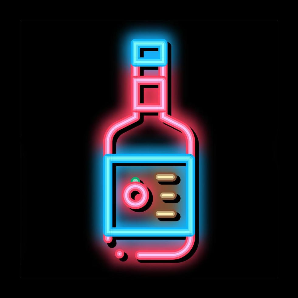 ilustración de icono de brillo de neón de botella de salsa vector