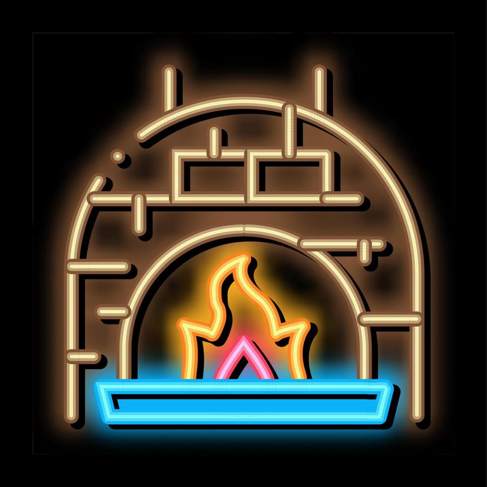 Burn Flame Oven neon glow icon illustration vector