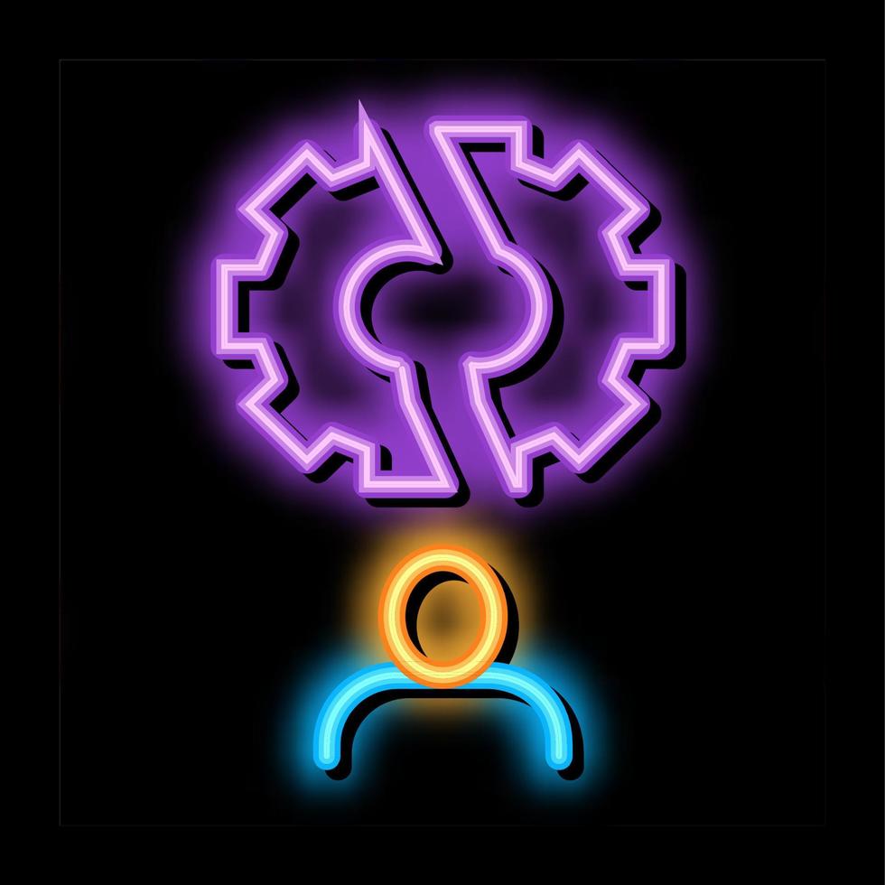 ilustración de icono de brillo de neón de hombre de engranaje roto vector