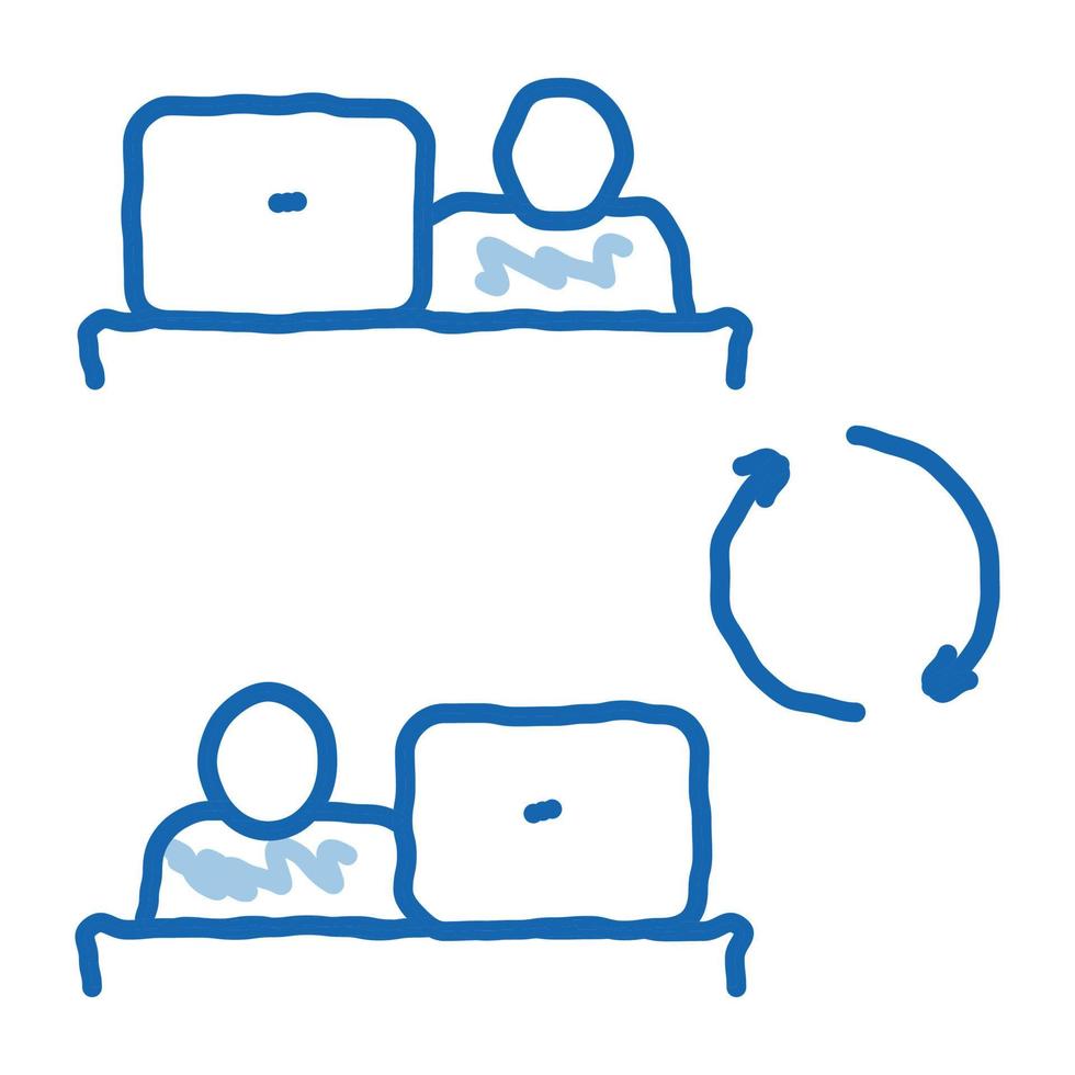 internet connection employee doodle icon hand drawn illustration vector