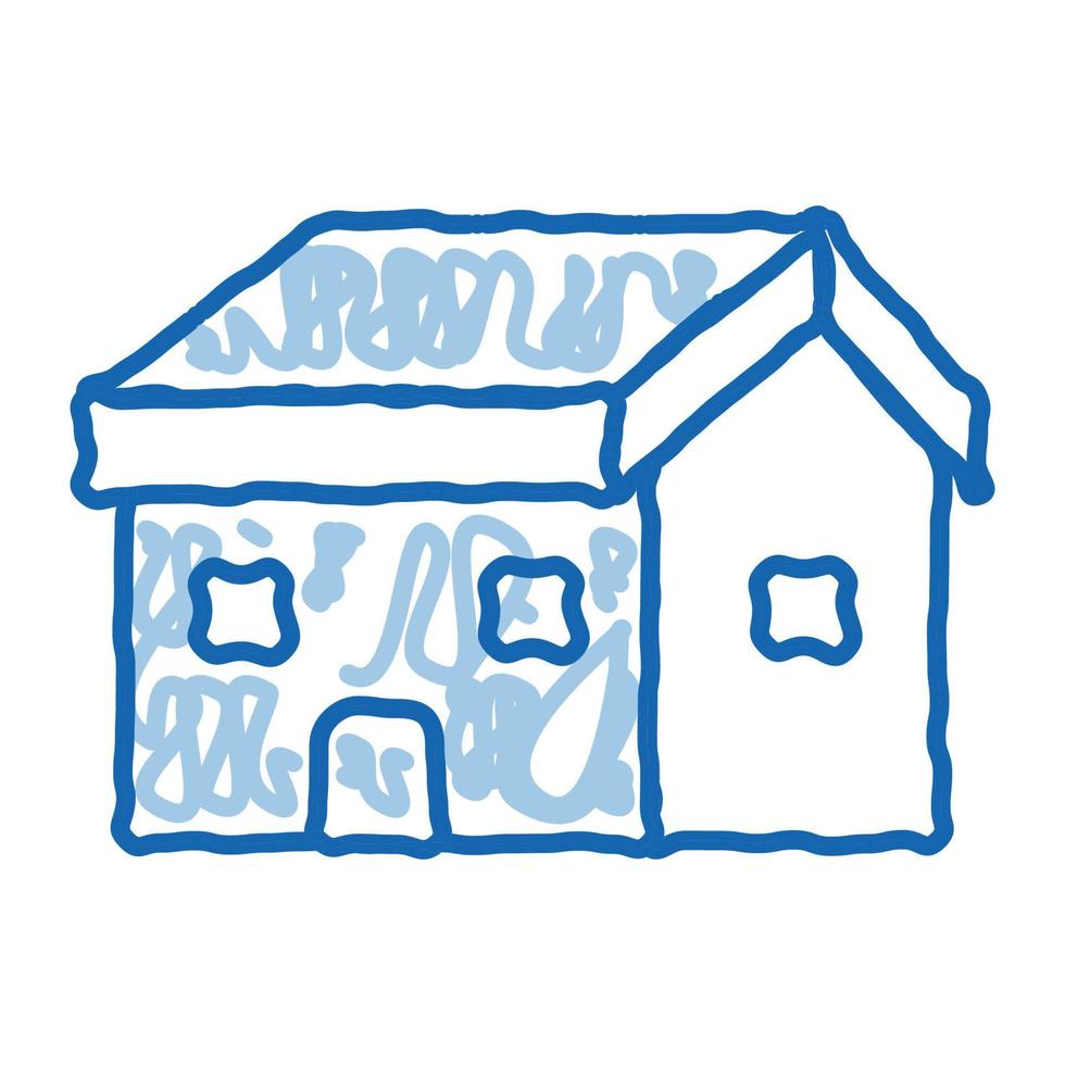 building fixed roof doodle icon hand drawn illustration vector