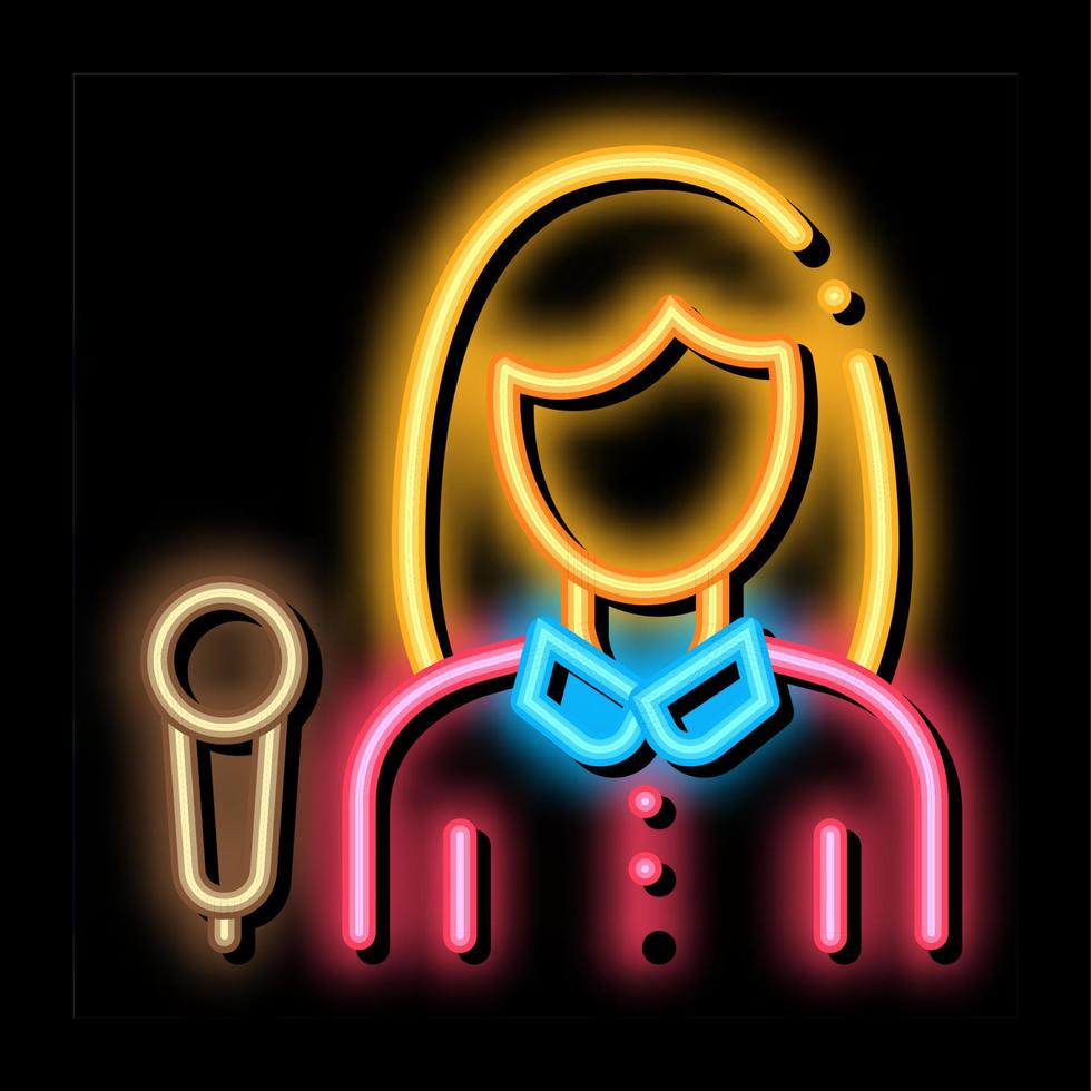 Reporter Woman neon glow icon illustration vector