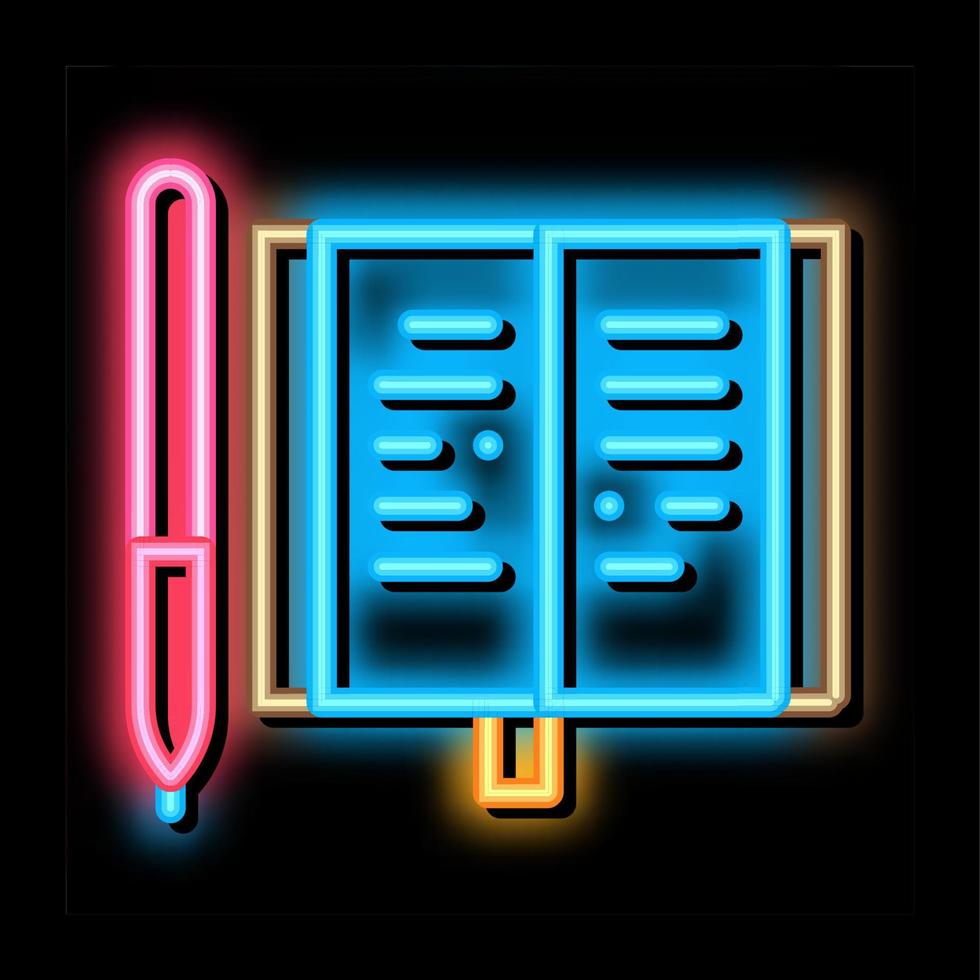 Notebook Pen neon glow icon illustration vector