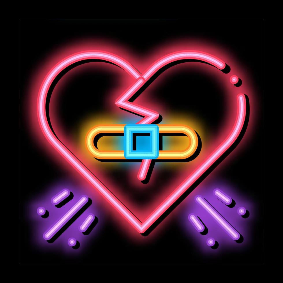 Glued Heart neon glow icon illustration vector