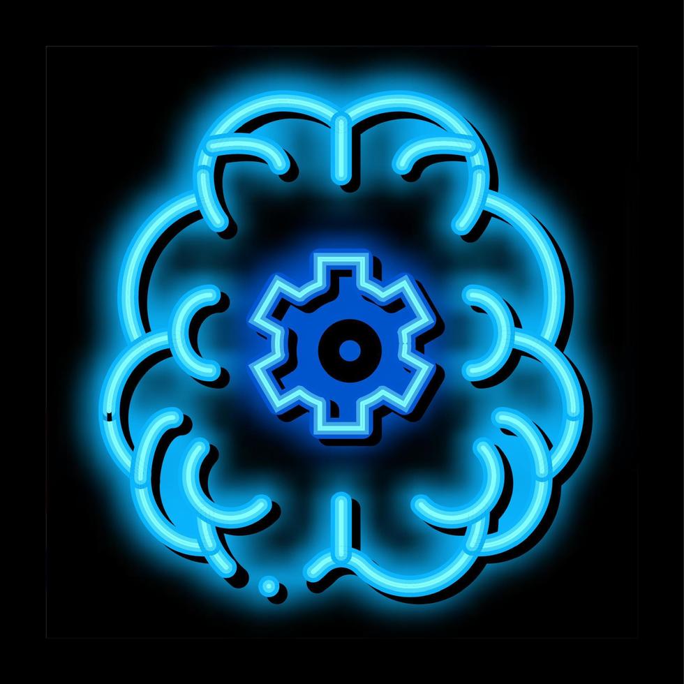 Human Brain Gear neon glow icon illustration vector