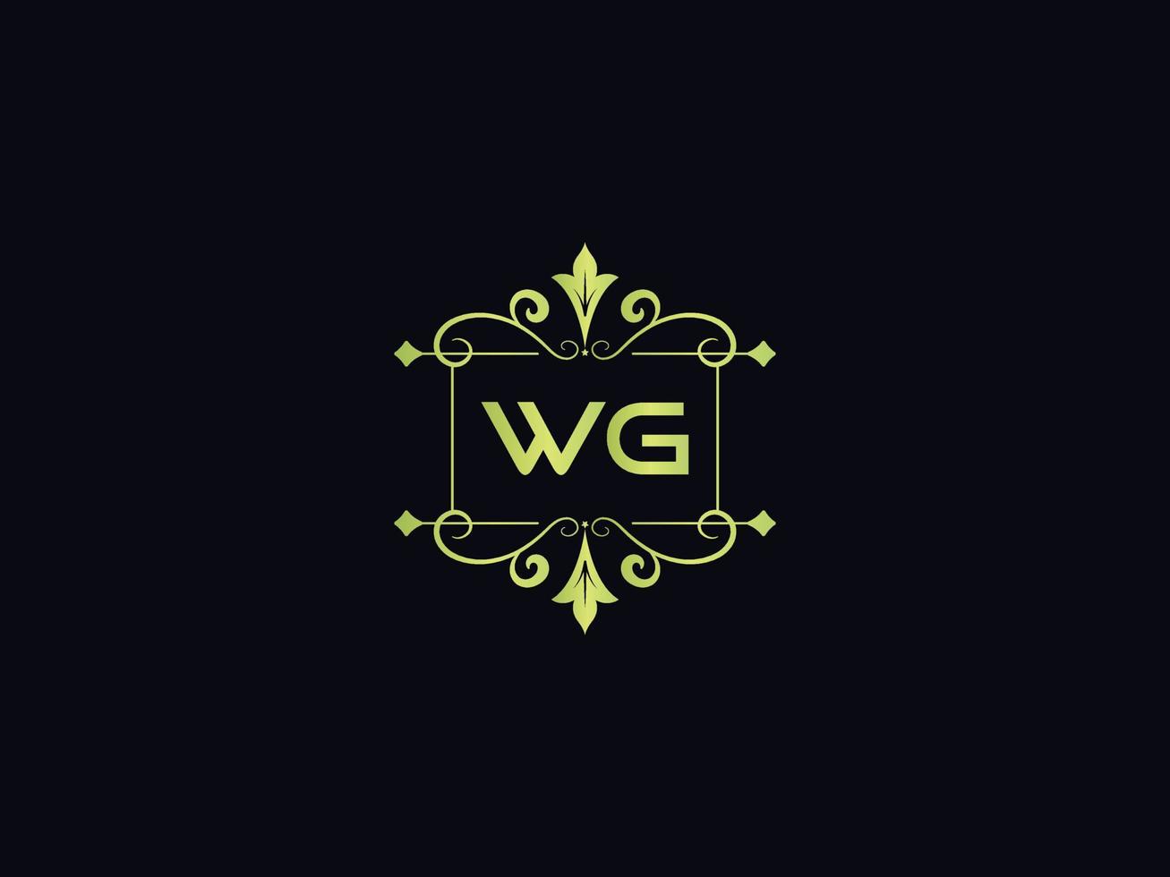 Typography Wg Logo Icon, Unique WG Luxury Colorful Letter Logo vector