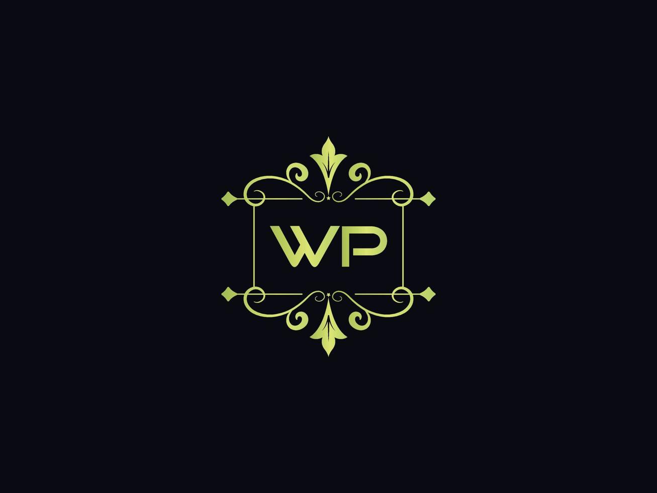 Typography Wp Logo Icon, Unique WP Luxury Colorful Letter Logo vector