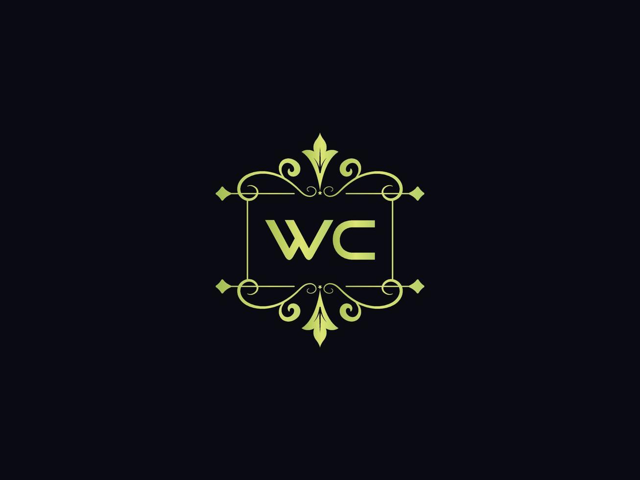 Typography WC Logo Icon, Unique WC Luxury Colorful Letter Logo vector