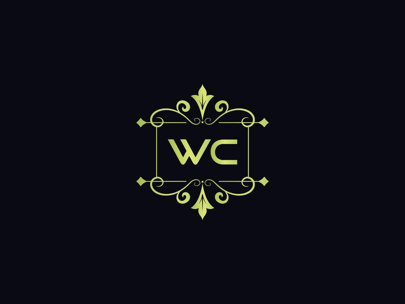 icono del logotipo de wc de tipografía, logotipo de letra colorido de lujo de wc único vector