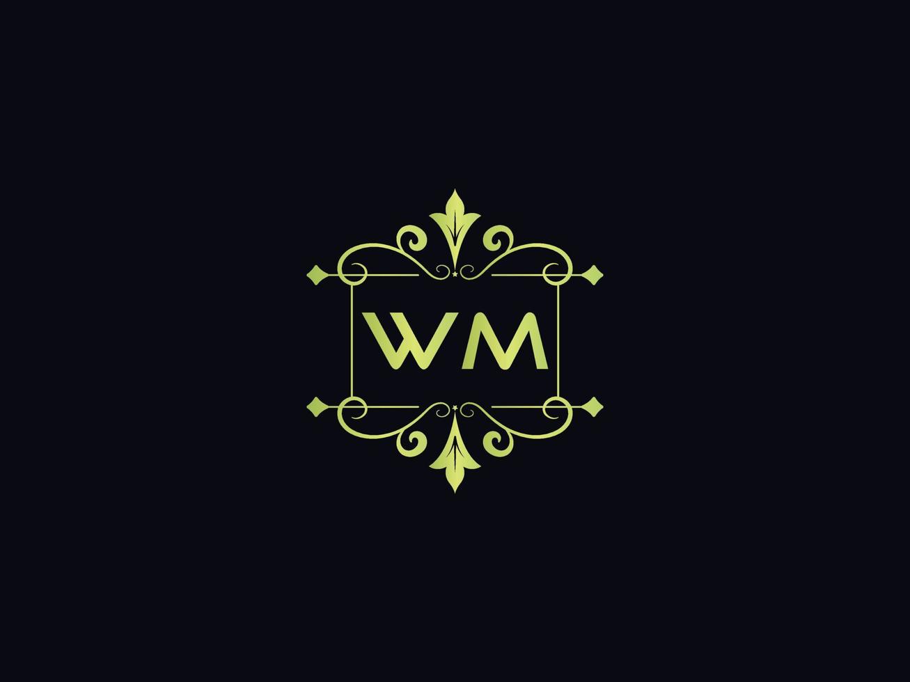 Typography Wm Logo Icon, Unique WM Luxury Colorful Letter Logo vector