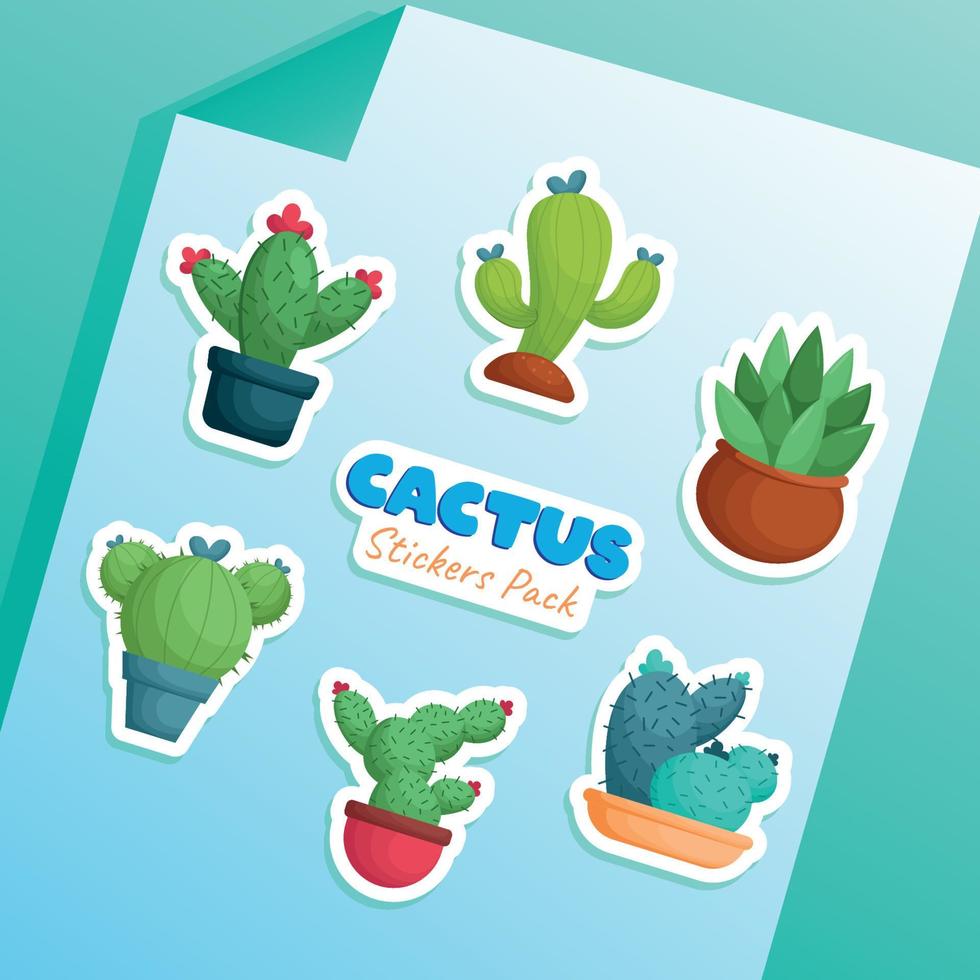 Cactus Stickers Pack vector