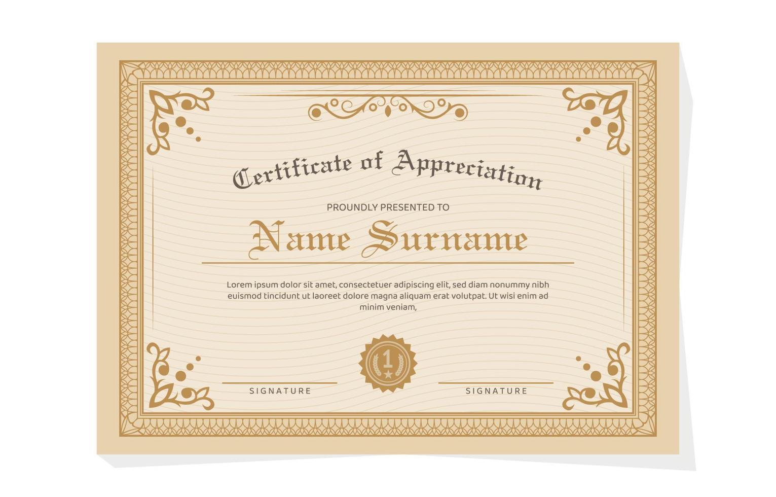 Victorian Classic Certificate Design vector