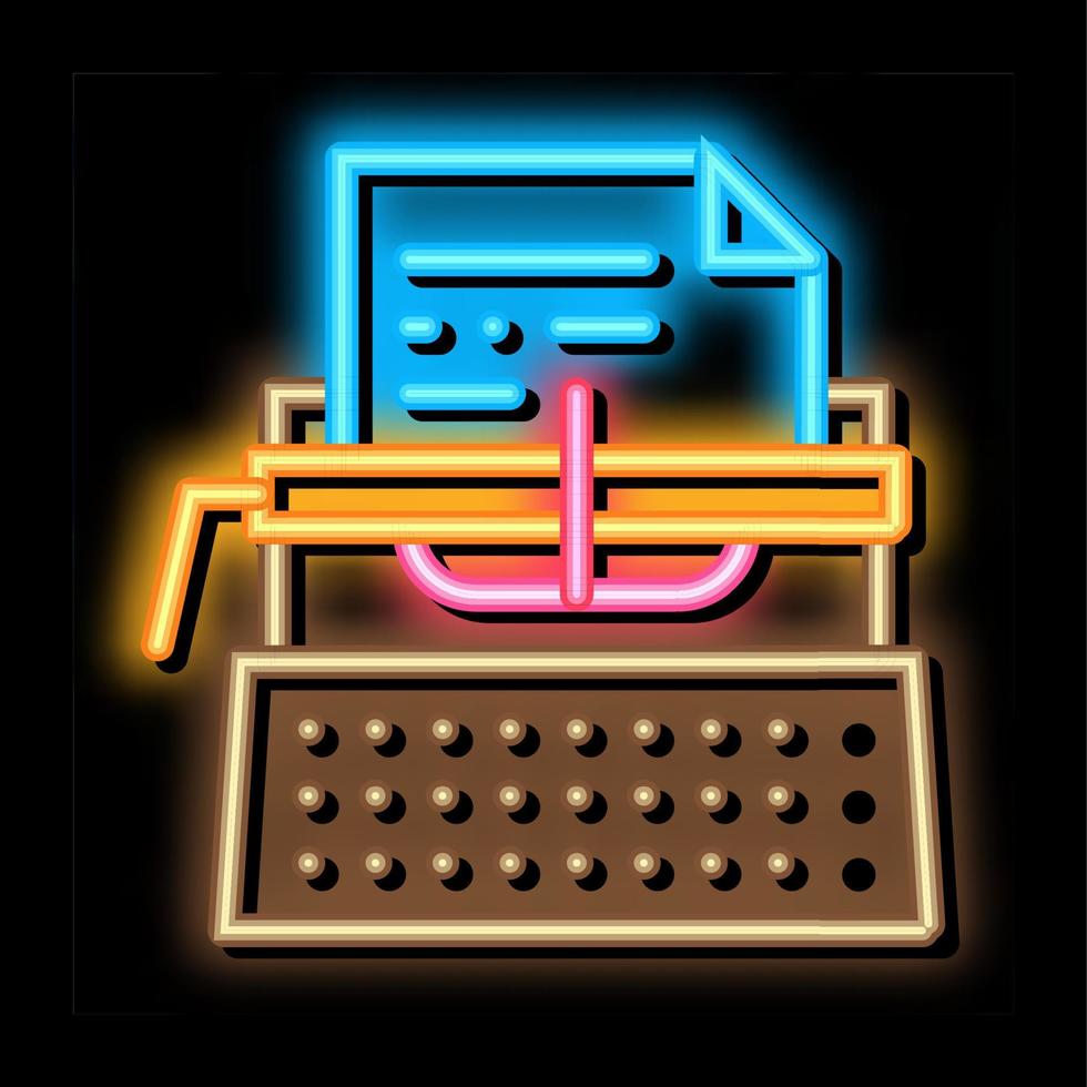 Writer Typewriter neon glow icon illustration vector