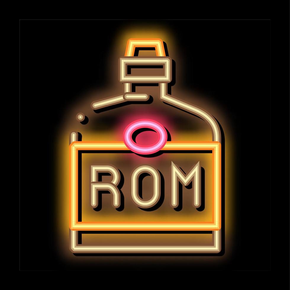 ilustración de icono de resplandor de neón de botella de bebida de ron vector