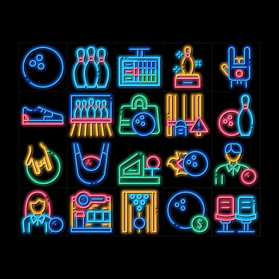 Bowling Game Tools neon glow icon illustration vector