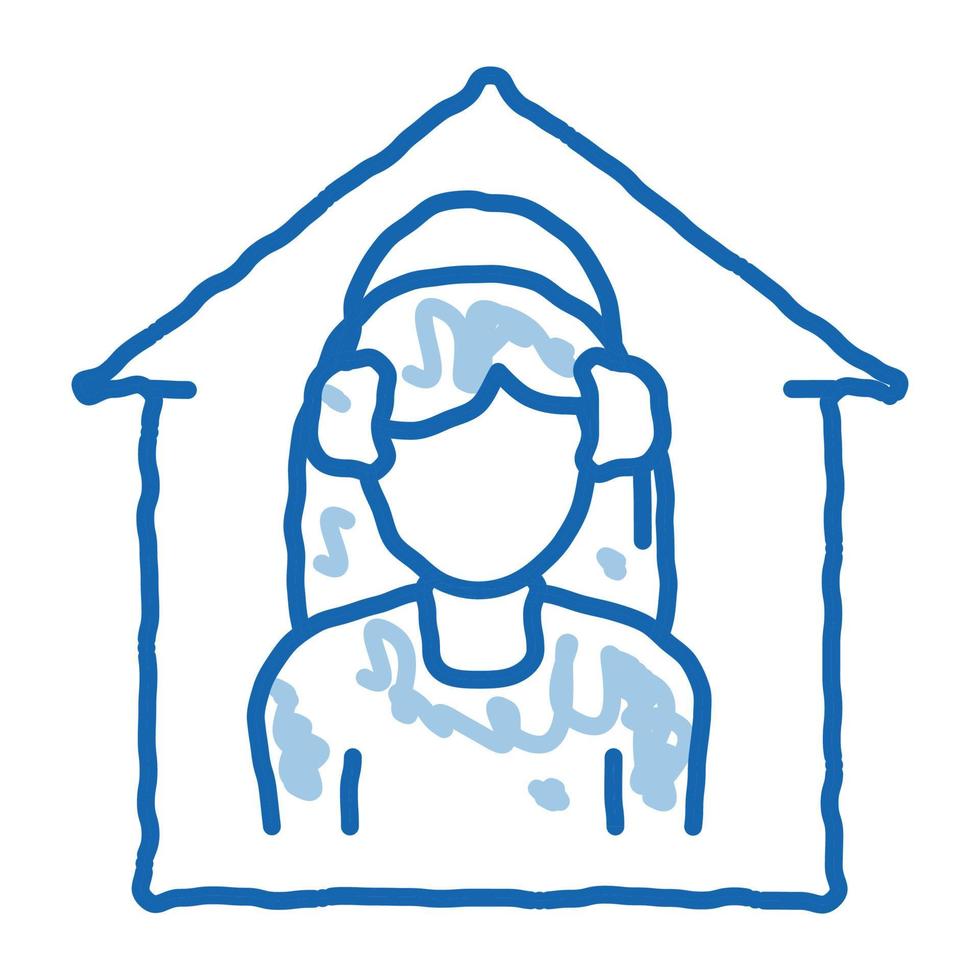 ilustración de dibujado a mano de icono de doodle de centro de llamadas a domicilio vector
