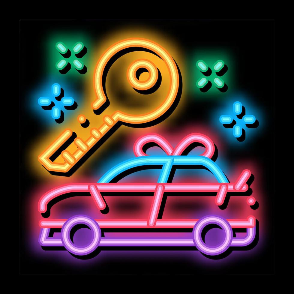 Gift Car neon glow icon illustration vector