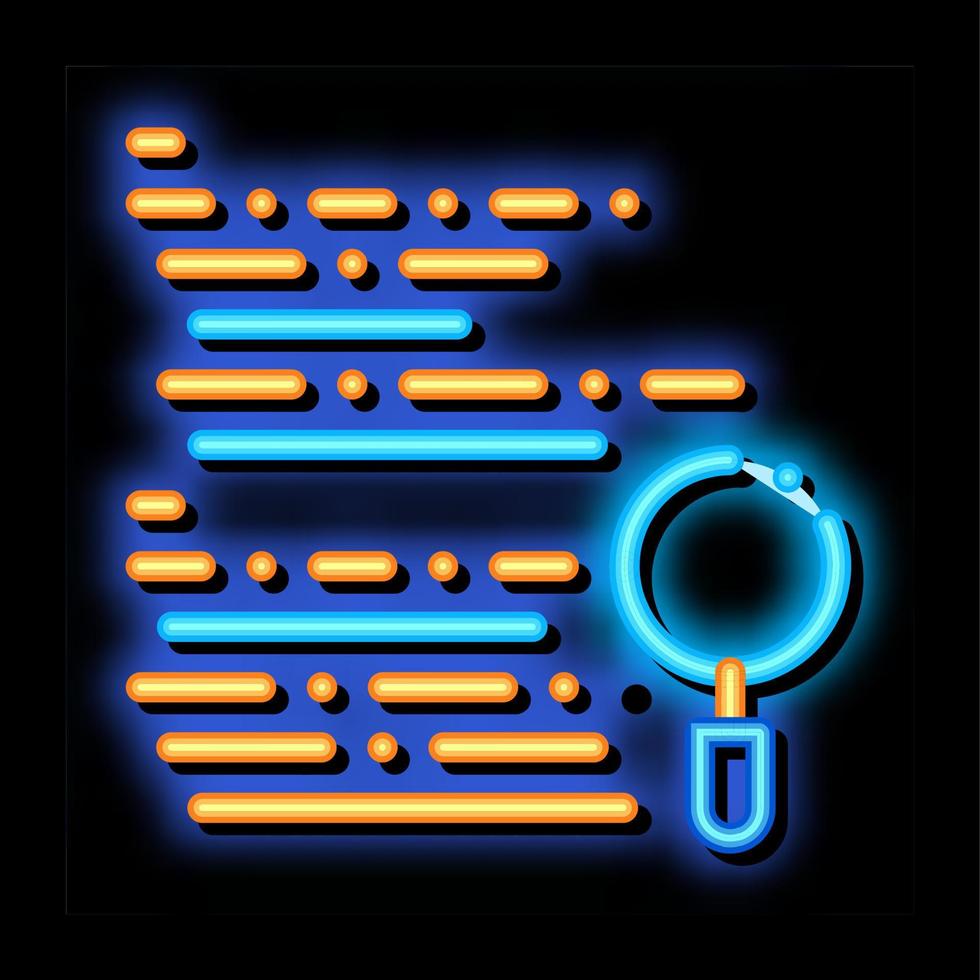 Magnifier Search Code Mistake neon glow icon illustration vector