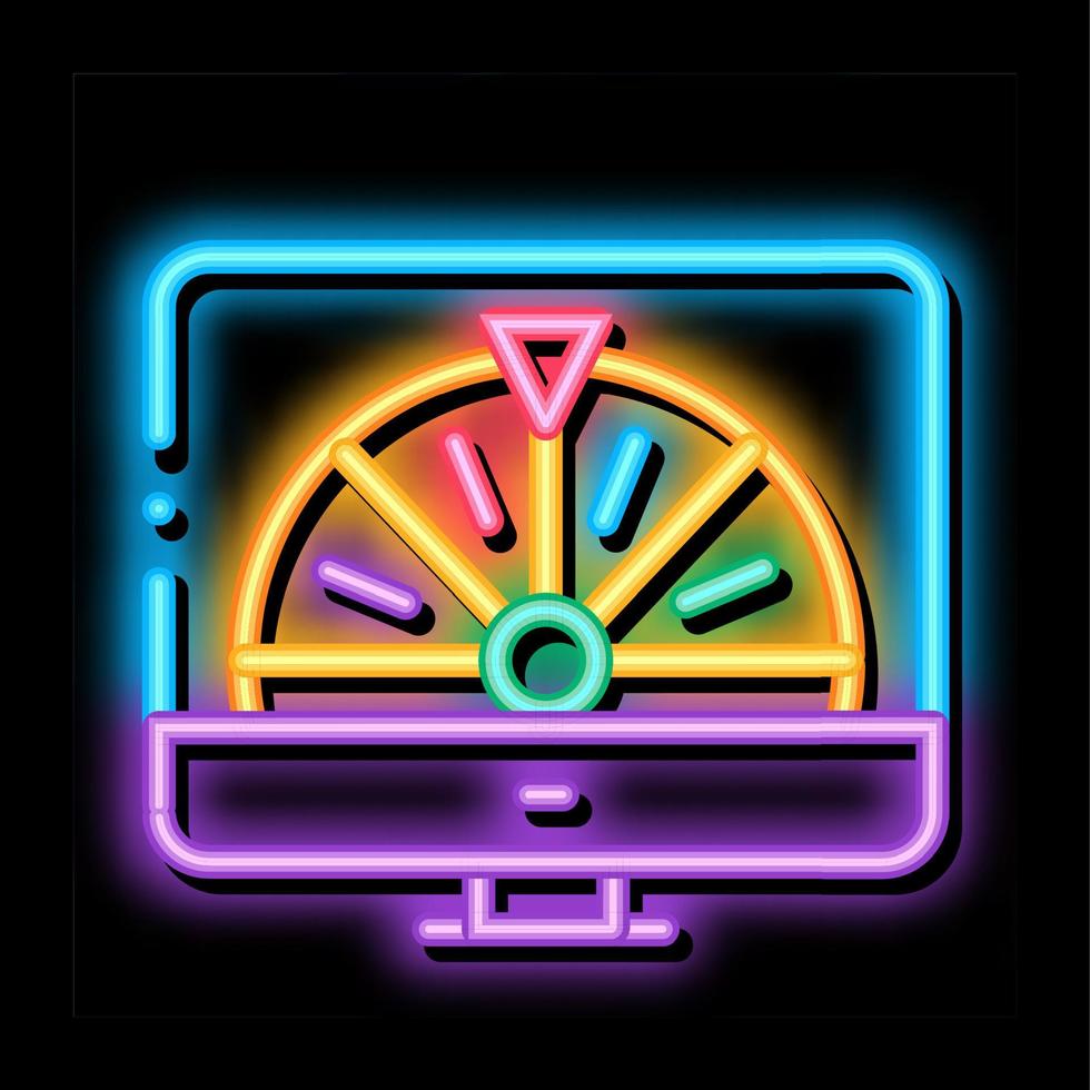 ruleta en la ilustración del icono de brillo de neón de la computadora vector